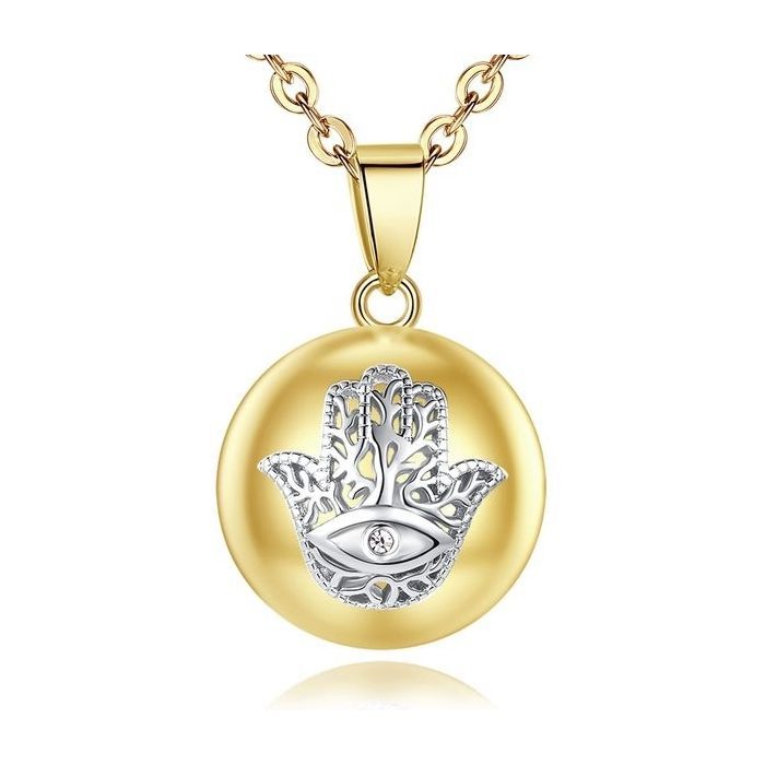 Collier bola de grossesse main de Fatma avec oeil Bijou de grossesse