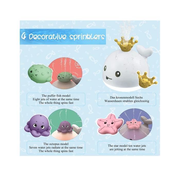 Juguete de baño para bebés, juego de baño con chorro de agua de ballena, juguetes de baño con rociador de agua de ballena para niños de 1 a 5 años.