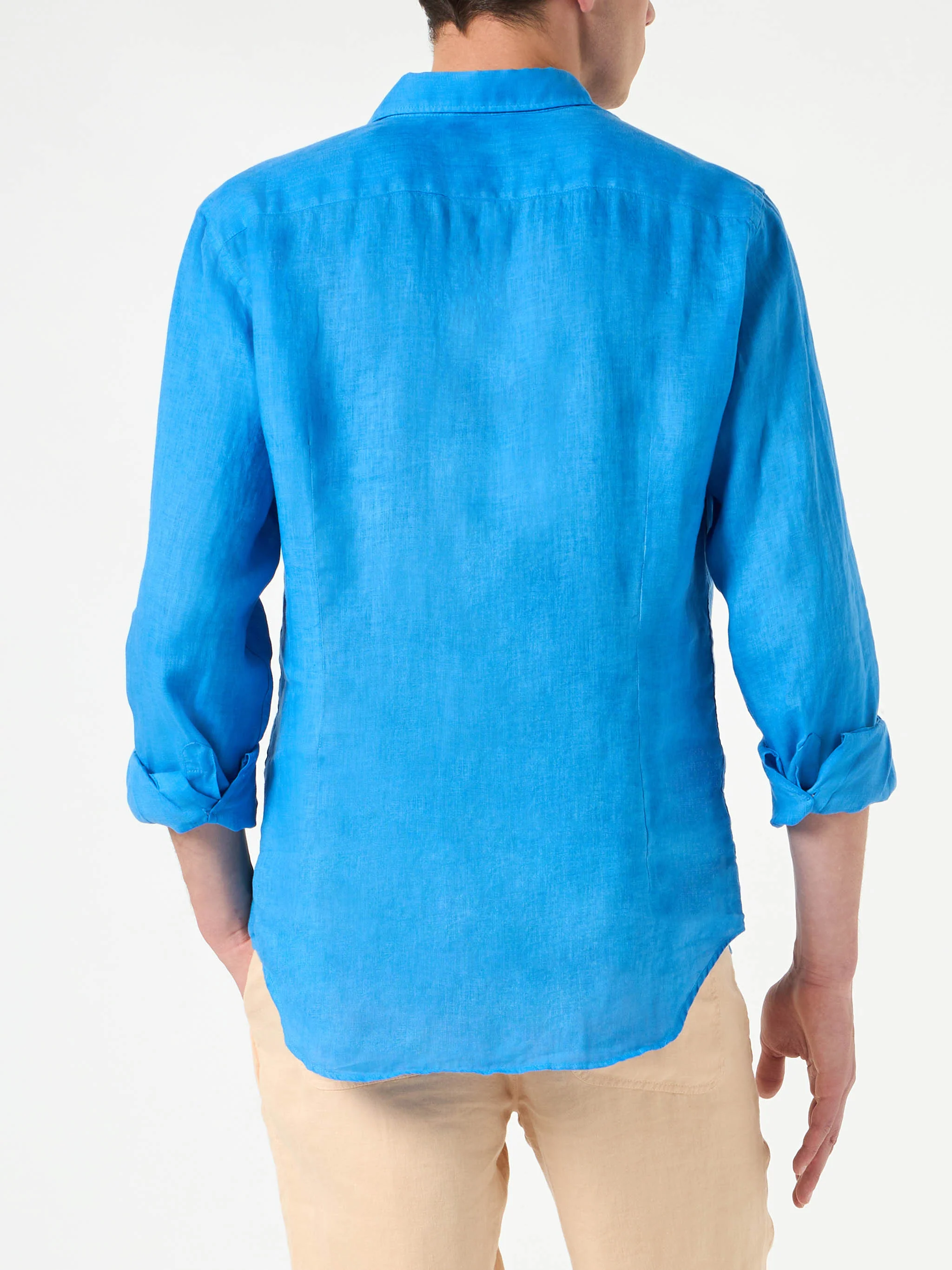 Herrenhemd Pamplona aus blauem Leinen