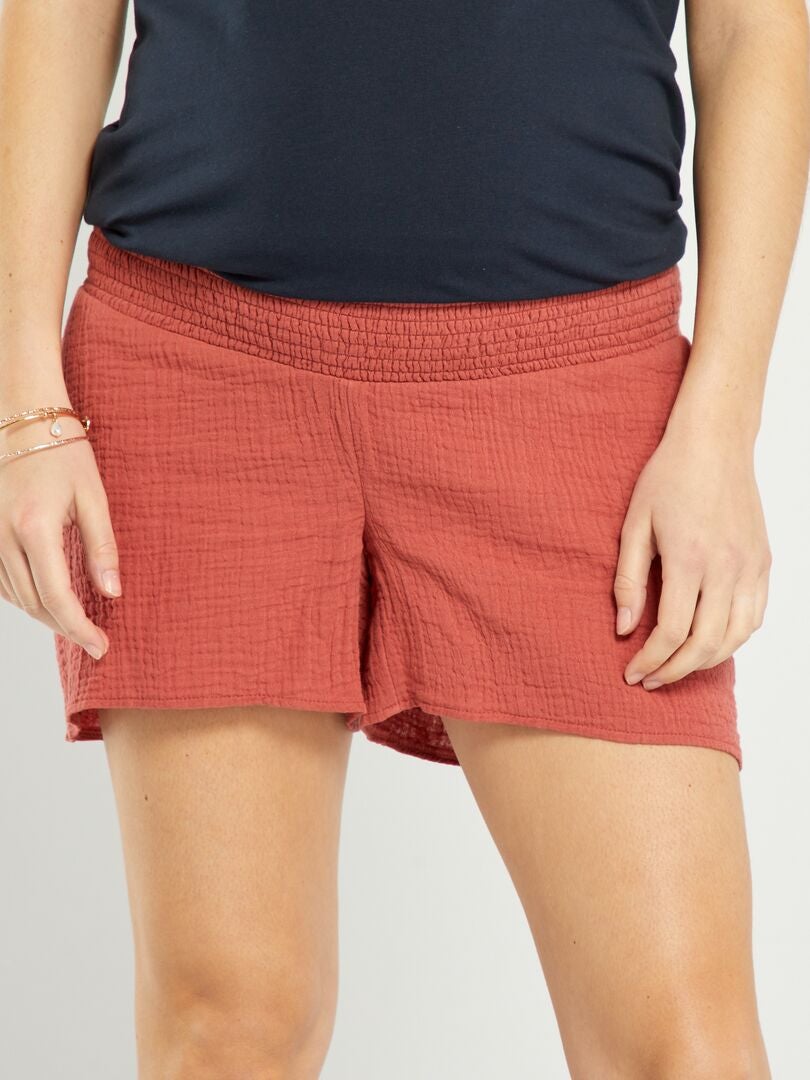 Zwangerschapsshorts van katoenen gaas - ROOD