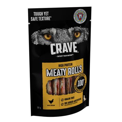 CRAVE High Protein Meaty Rolls with Chicken Dog Snacks
