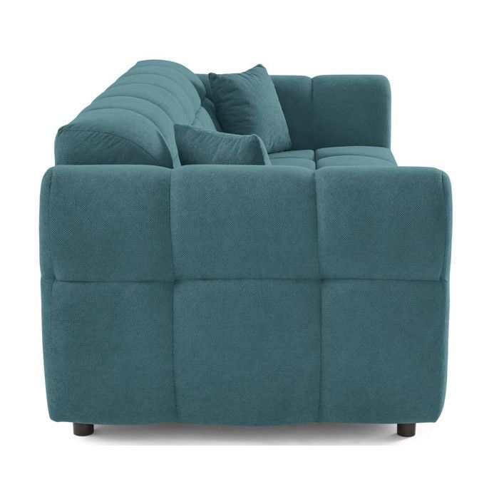 Ray - canapé droit 3 places en tissu texturé - Bleu grisé