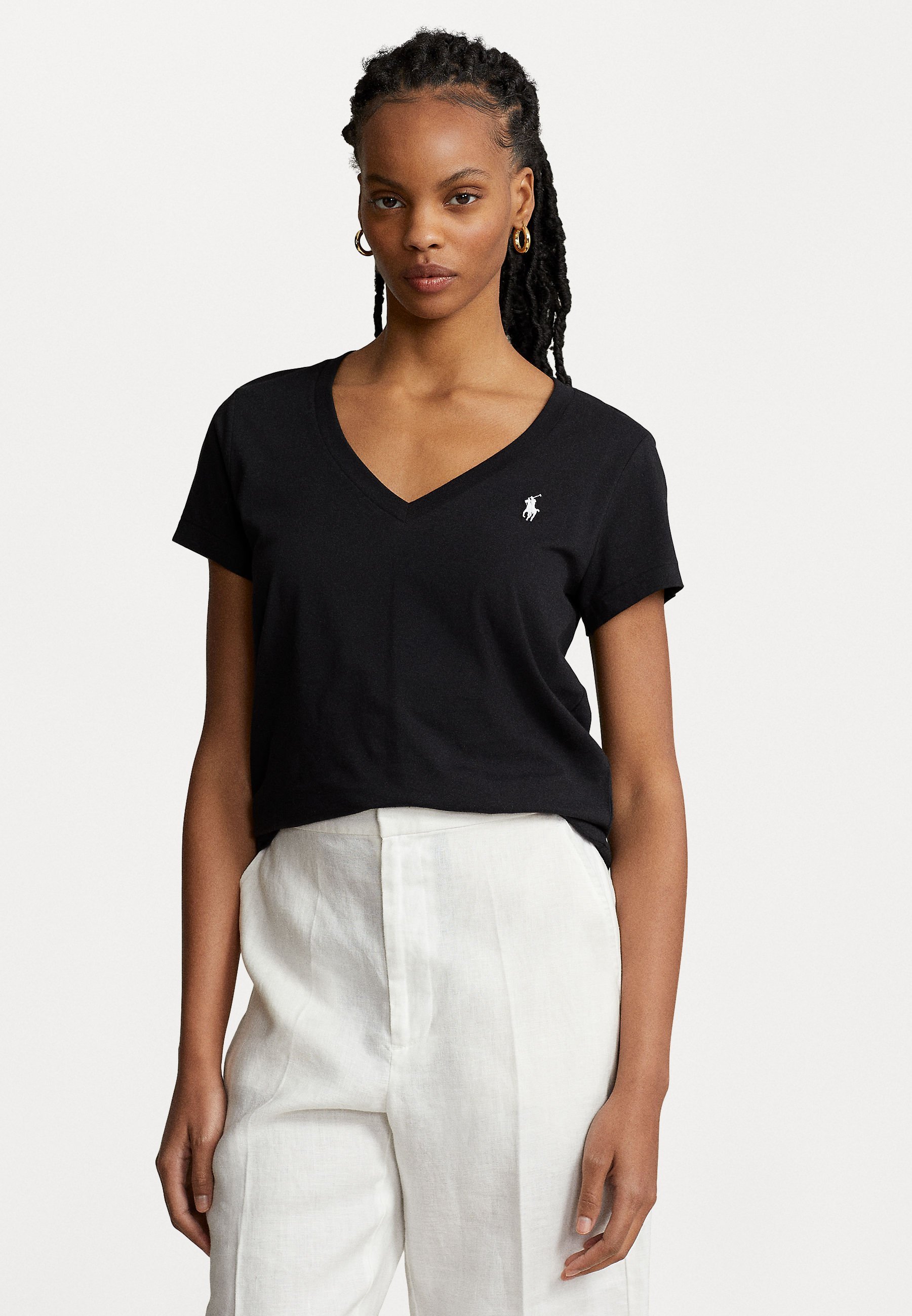 Polo Ralph Lauren katoenen jersey T-shirt met V-hals - Basic T-shirt - zwart