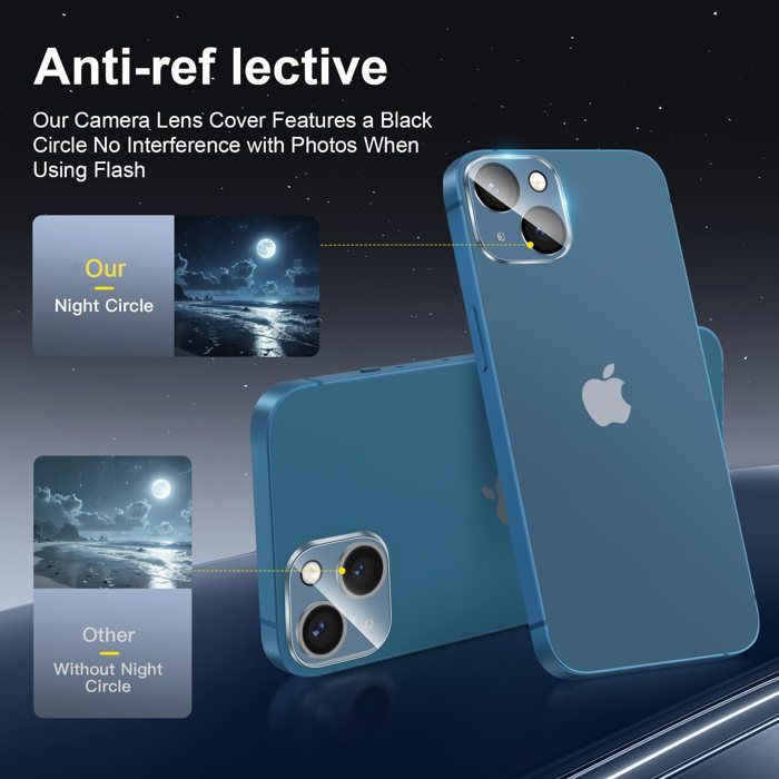 Kit de 4, 2 x Verre Trempé Anti-Espion pour iPhone 13 (6,1 Pouces) et 2 x Protection Caméra Arrière - Anti Rayures