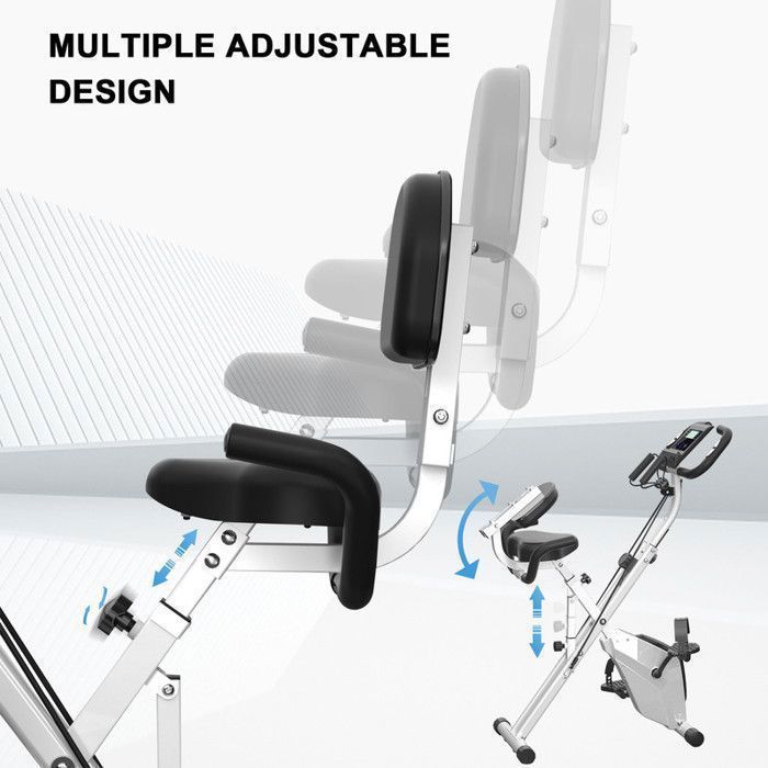 3-in-1 opvouwbare hometrainer - 8 instelbare weerstandsniveaus - 2,5 kg vliegwiel - LCD-scherm - Verstelbare zitting