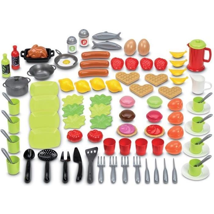 Juego de cocina de juguete de 100 piezas - ECOIFFIER - Colección 100% Chef - Para mayores de 18 meses