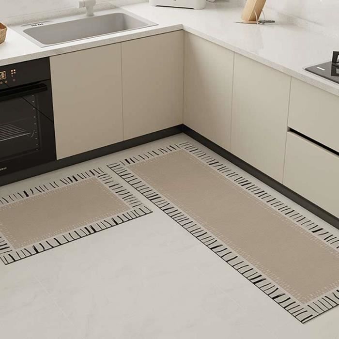 Tapis de sol de cuisine absorbant l'eau et l'huile - tapis de sol antidérapant essuyable sans lavage - 45 * 75 cm - Brun
