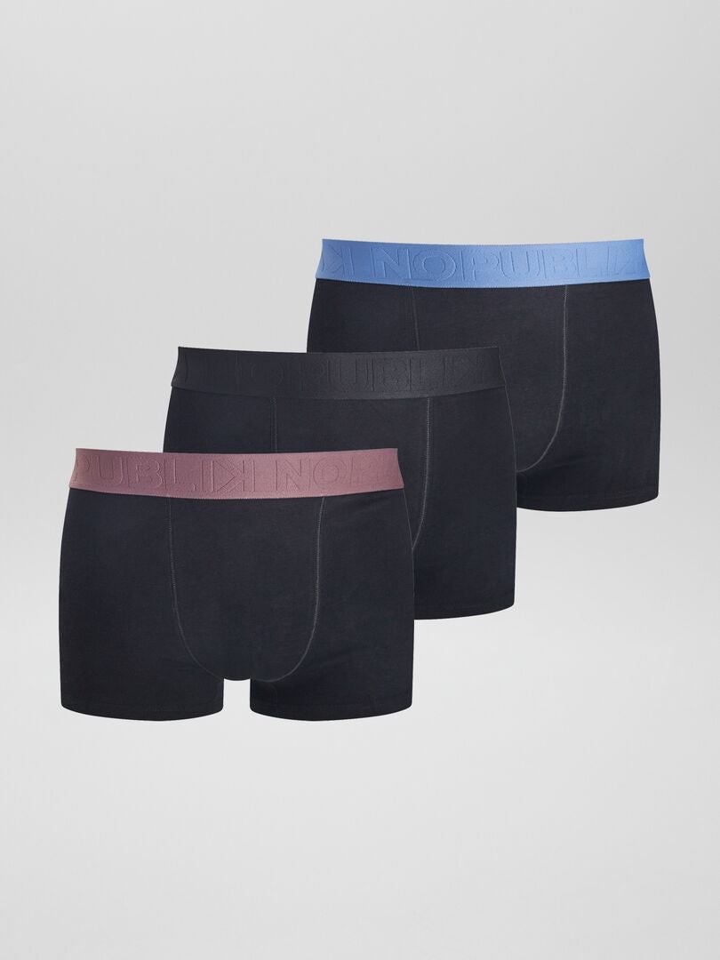 Conjunto de 3 calzoncillos bóxer 'No Publik' - NEGRO