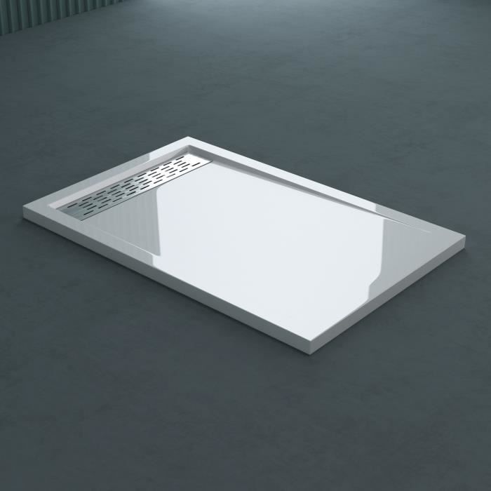 Piatto doccia Xetro04W extrapiatto in acrilico bianco 80x140x5cm + scarico AL01 - COSÌ BUONO