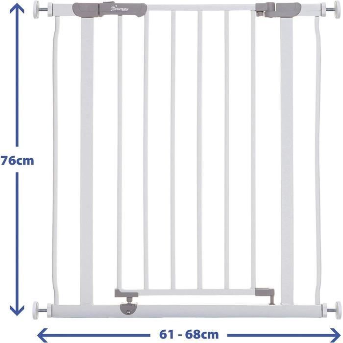 Cancello di sicurezza - DREAMBABY - AVA - Montaggio a pressione - 61-67 x 76 cm - Doppia chiusura - Bianco
