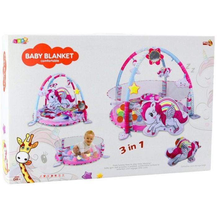 Tapis d'eveil - aire d'eveil Leantoys Tapis éducatif pour bébé, piscine à balles 3 en 1, licorne rose