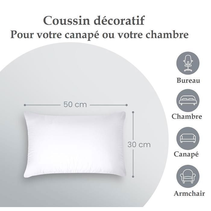 LNT France Set of 2 Cushion Fillings 50x30 cm – Ultra Plump Long Lasting for Sofa Cover Living Room Decor