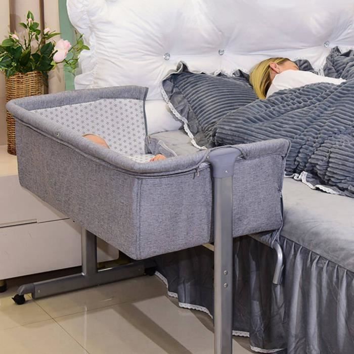 Berceau CODODO Bébé Lit Lit Parapluie Bébé, Berceaux Gris 96*57*77cm