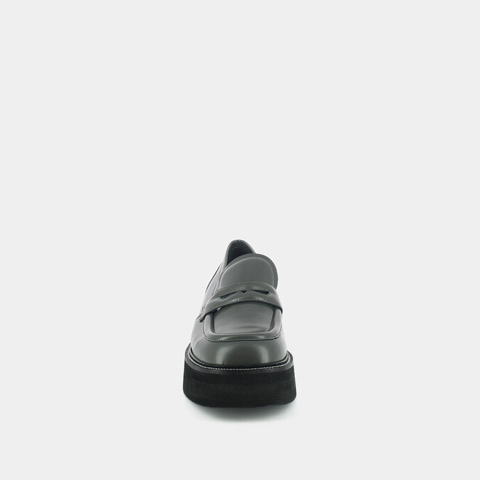 Mocassins à plateformes  en cuir glacé gris