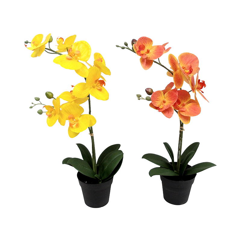 Orquídea Home de 46 cm, color amarillo/naranja.