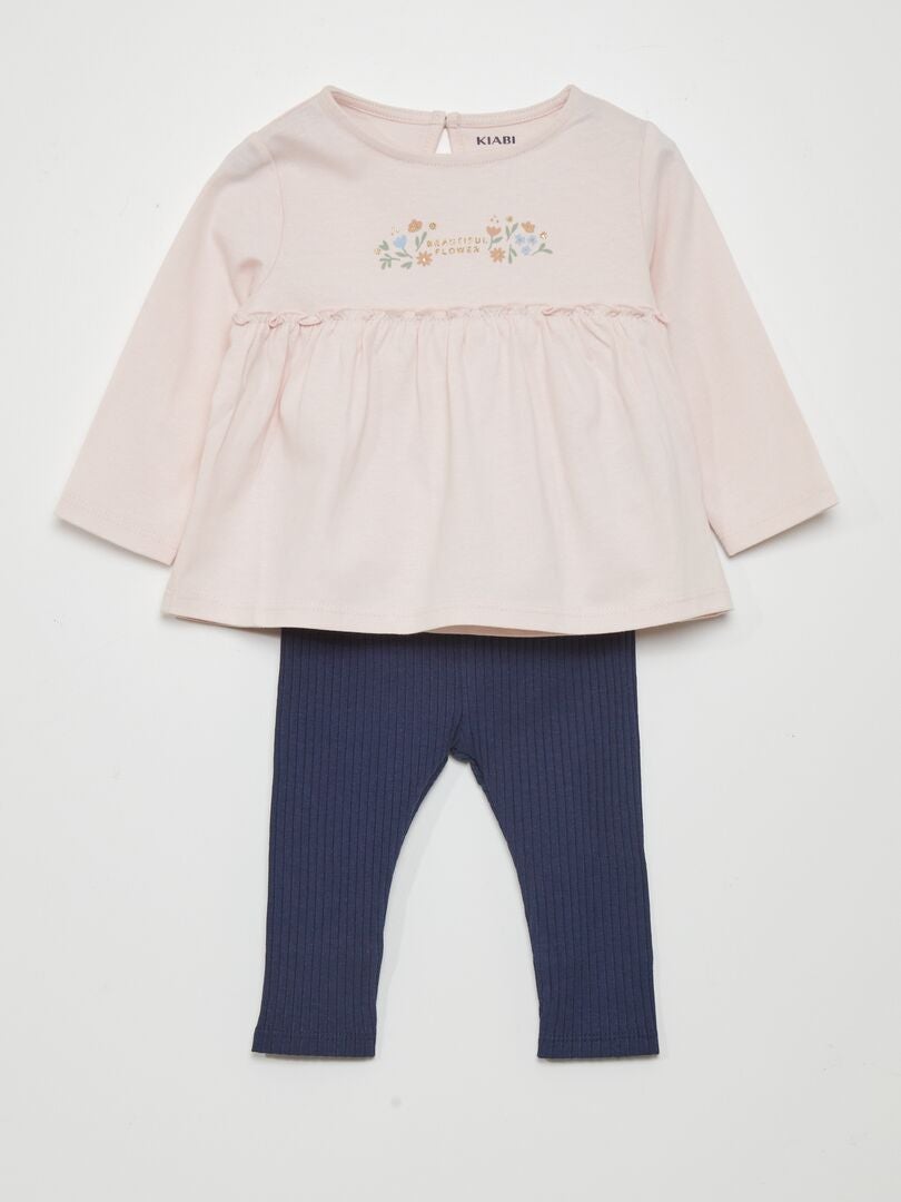 Conjunto de camiseta e legging - 2 peças - ROSA
