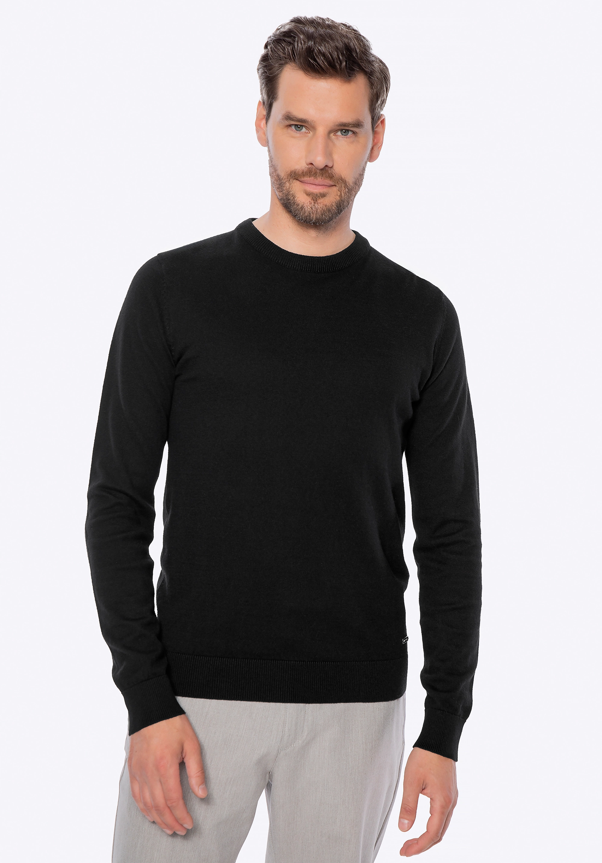 Sweter męski z bawełny z domieszką kaszmiru czarny