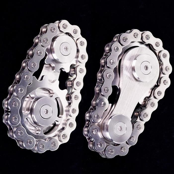 Fidget Spinner, giocattolo antistress per le dita, catena a ingranaggi, catena da bicicletta, spinner manuali, giochi per bambini e adulti (argento)