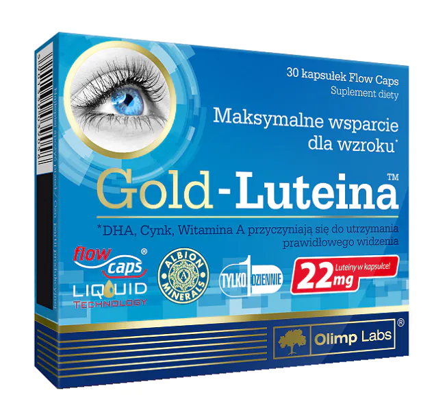 Olimp Gold Luteina, Zestaw witamin i minerałów wspomagających wzrok, Kapsułki