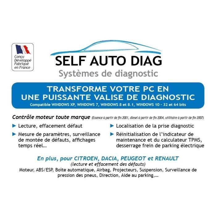 Herramienta de diagnóstico automotriz ULTIMATE DIAG ONE: interfaz de diagnóstico OBD multimarca y software SELF AUTO DIAG distribuido en CD-ROM.