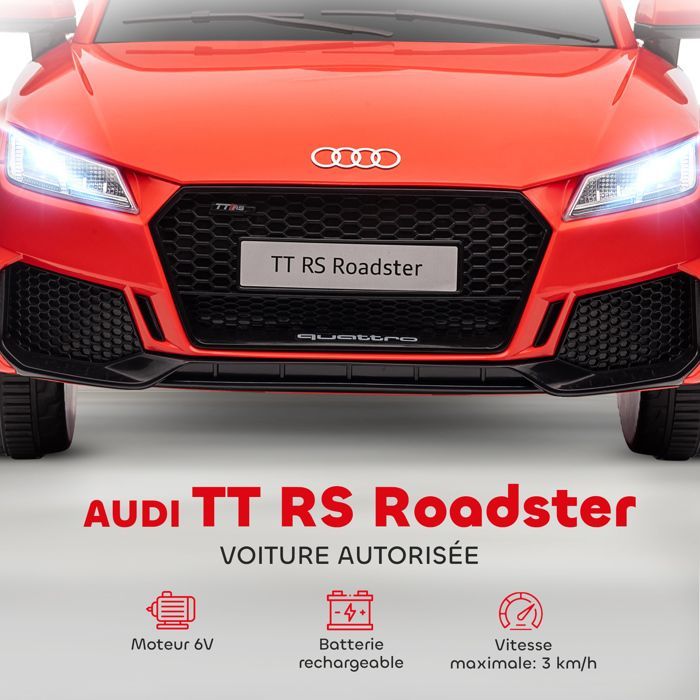 Electric car - HOMCOM - children's Audi TT RS 12V 30W speed 3 km/h remote control LED - PP - red