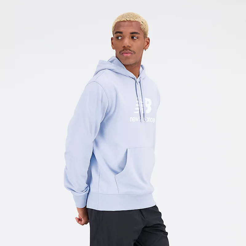 Essentials Herren-Hoodie mit gestapeltem Logo aus French Terry – Hellarktisgrau