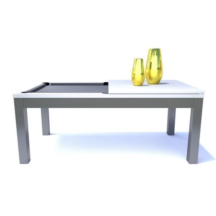 2,1 meter (7FT) converteerbare eettafel/biljarttafel - Meyer - Grijs en wit - Grijs tafelkleed