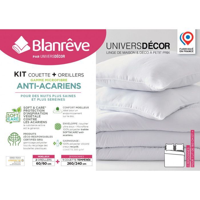 Juego de funda nórdica Blanrêve de 260 x 240 cm + 2 almohadas de 60 x 60 cm. Gama 