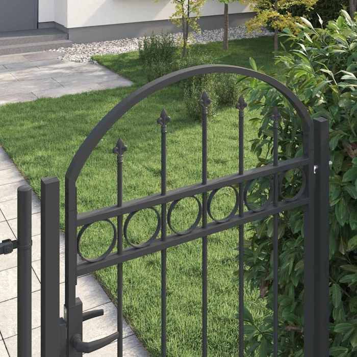 RUIG* CHIC Entrance Gate Garden Gate - KENNETH - Fence Gate Grey 100 x 175 cm Powder-coated Steel 371079
