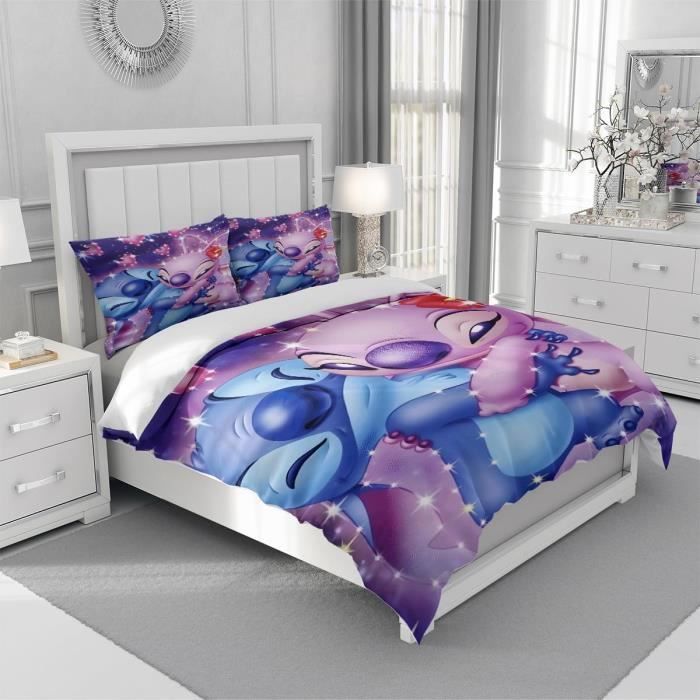 Juego de ropa de cama infantil Stitch con funda nórdica individual - Ideal para todas las estaciones - Diseño 3D
