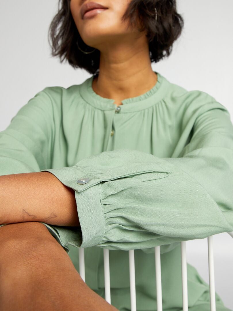 Blusa con cuello mandarín - VERDE
