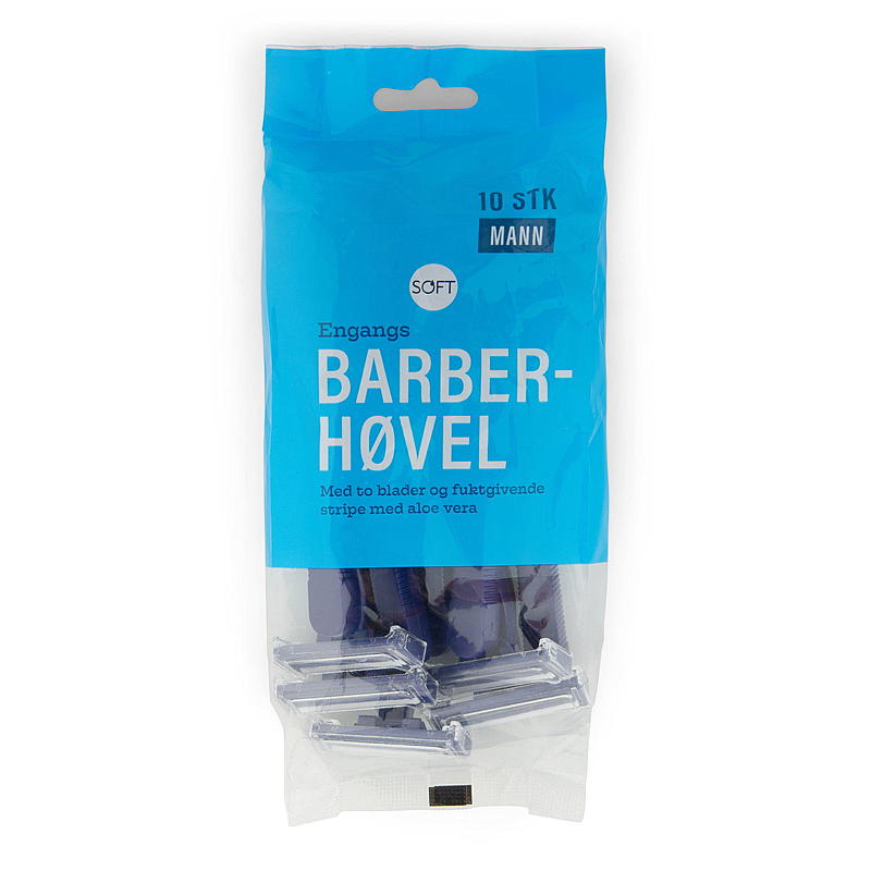 Soft Razor 10-pakning, engangsbarberblad for menn