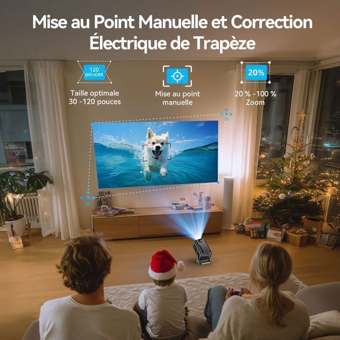 LOSEI Mini-Projektor, 1080p-Dekodierung, 180° drehbarer Projektor, tragbarer Projektor mit HDMI/TV-Stick/USB/PS5-Anschluss, Heimkino