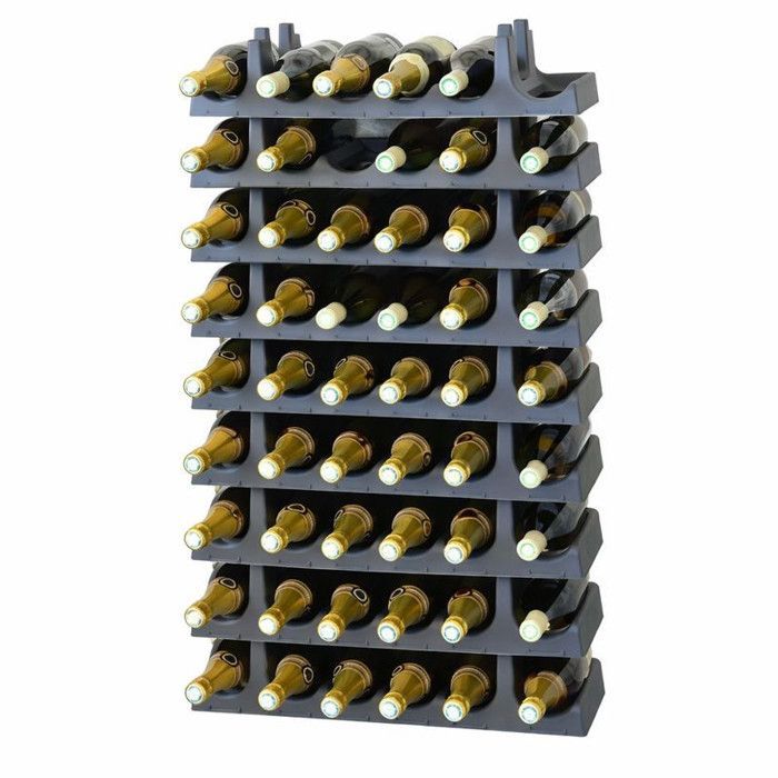 9 x 6 modules (54 bottles) - Stackable Bottle Rack with 54 labels - Anthracite Grey