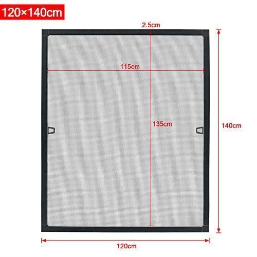 Mosquitera - Aufun - 120 x 140 cm - Aluminio antracita - Malla de fibra de vidrio - Ajustable