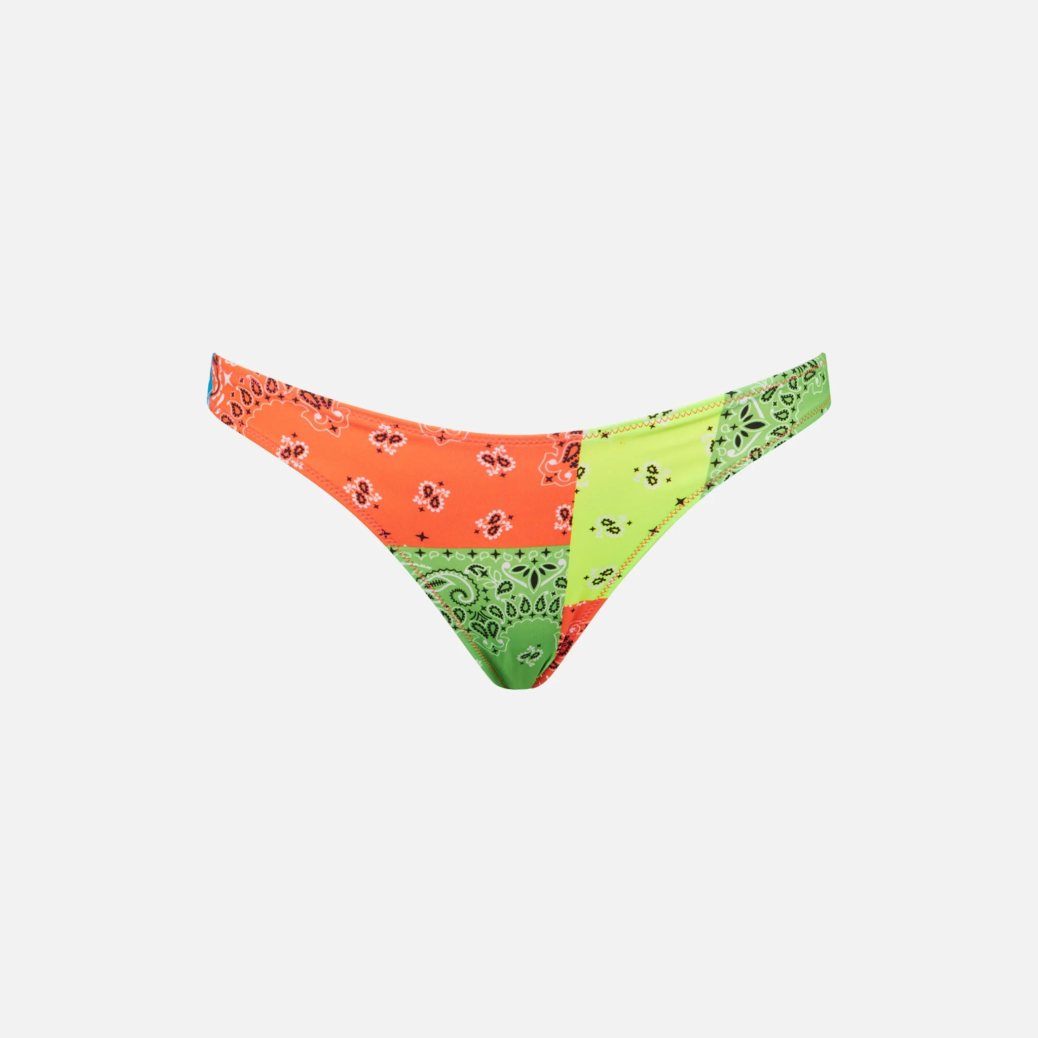 Braguita de baño de corte alto para mujer con estampado de bandana neón