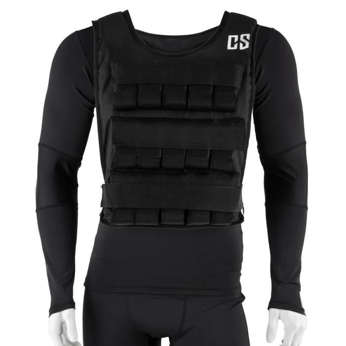 Chaleco lastrado CAPITAL SPORTS de 10 kg para entrenamiento físico y de resistencia - Talla única - Correa ajustable - Nylon negro