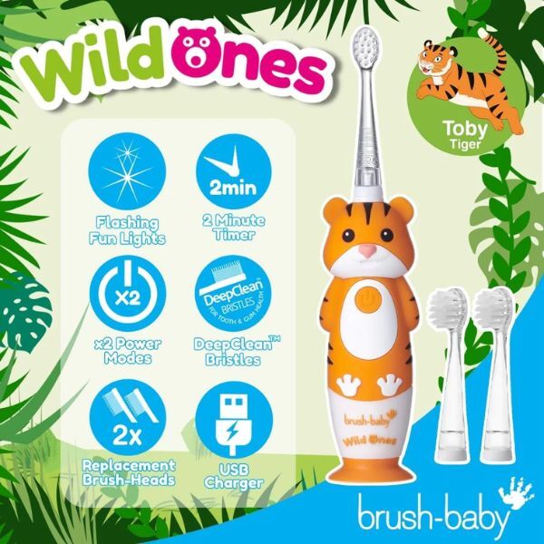 Cepillo de dientes recargable Baby WildOnes™ Tiger Kids