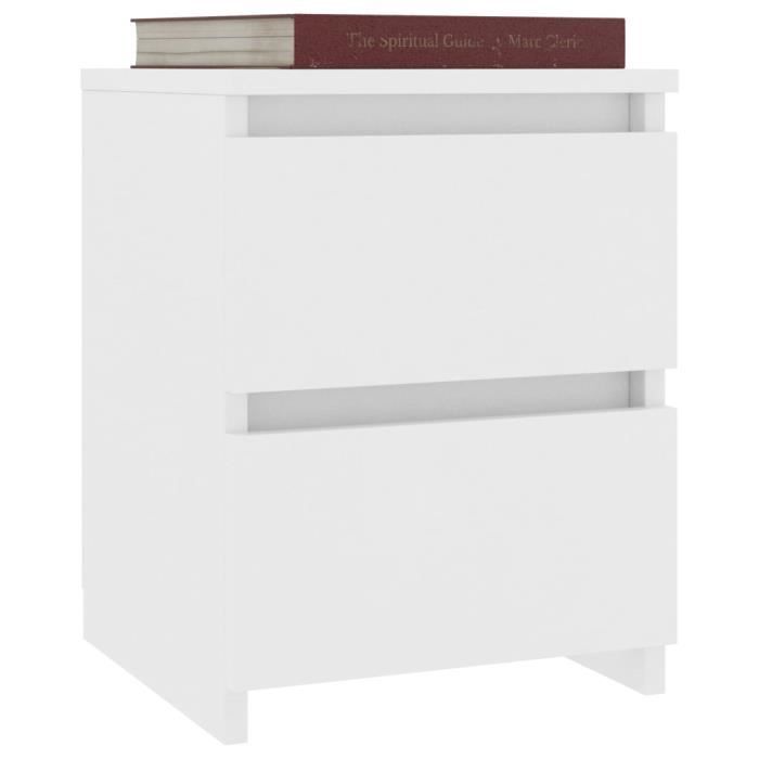 Table de chevet - UNI*7774 - Blanc - 2 tiroirs - Moderne-design