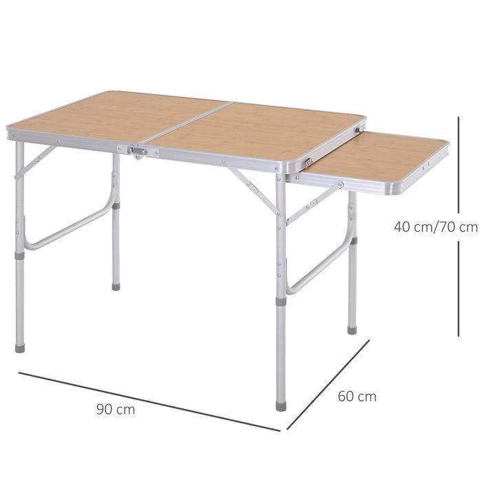 Outsunny - foldable table - Aluminum - 90x60x70cm - Beige