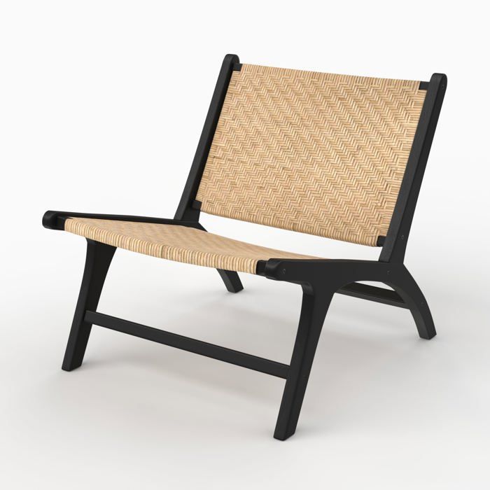 Sessel aus schwarzem Teakholz und Chevron-Rattangeflecht – Kilka – Rendez-Vous Déco