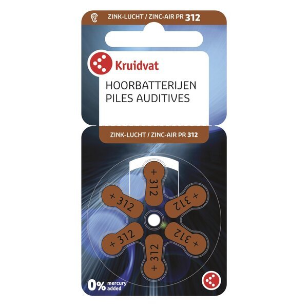 „Kruidvat PR312“ klausos aparato baterijos<br>Medicinos prietaisas - 6 vnt.