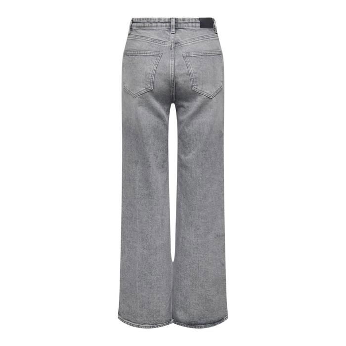 Only Jeans Juicy REA707 para mujer: vaqueros de talle alto y pierna ancha en denim elástico gris.