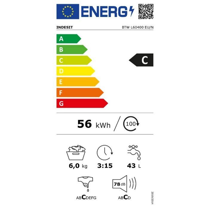 Lave Linge Top - INDESIT - BTWL60400EU/N - 6 kg - 1000 tours/min - Départ différé