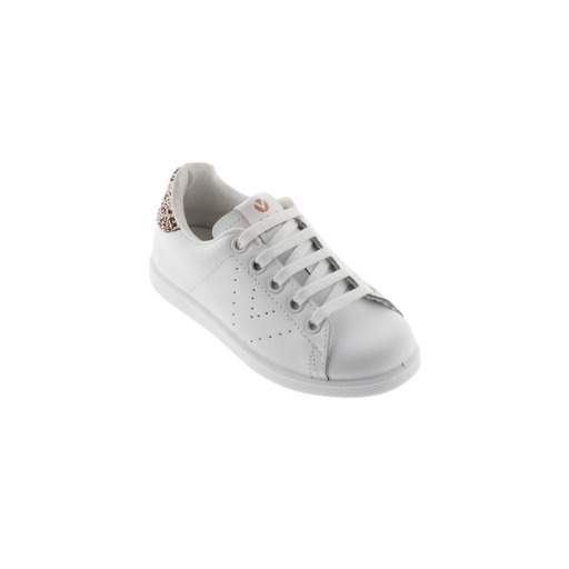  Zapatillas De Piel Blanca Victoria Tenis Con Trasera De Glitter Y Logotipo Troquelado