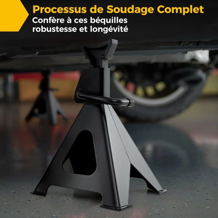 Juego de 2 soportes para gato hidráulico GOPLUS de hasta 6 toneladas - Altura ajustable de 360 a 585 mm - Estructura metálica robusta con palanca negra