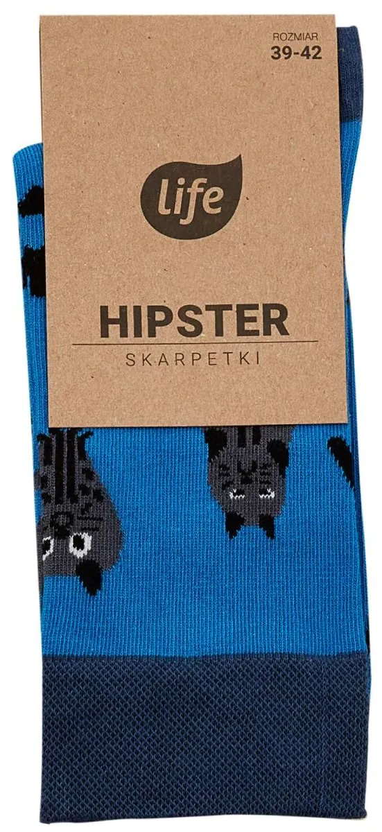 Life Skarpetki Hipster wzór Koty niebieskie rozm.43-46 1 para