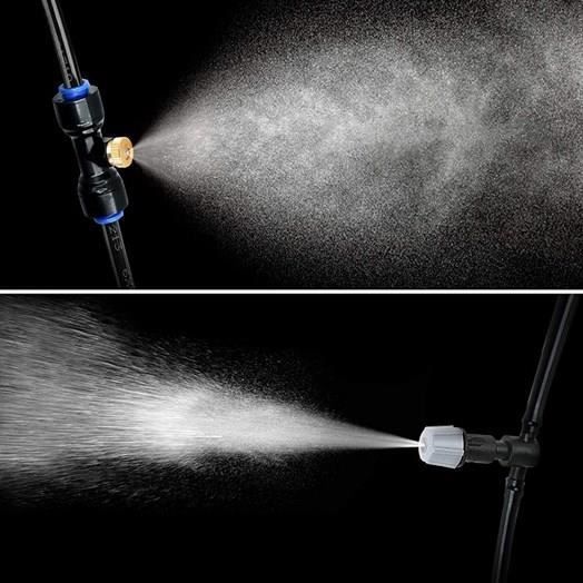 Sistema de nebulización exterior, sistema de nebulización de 18 m para terrazas, patios, jardines, invernaderos, trampolines y parques acuáticos.