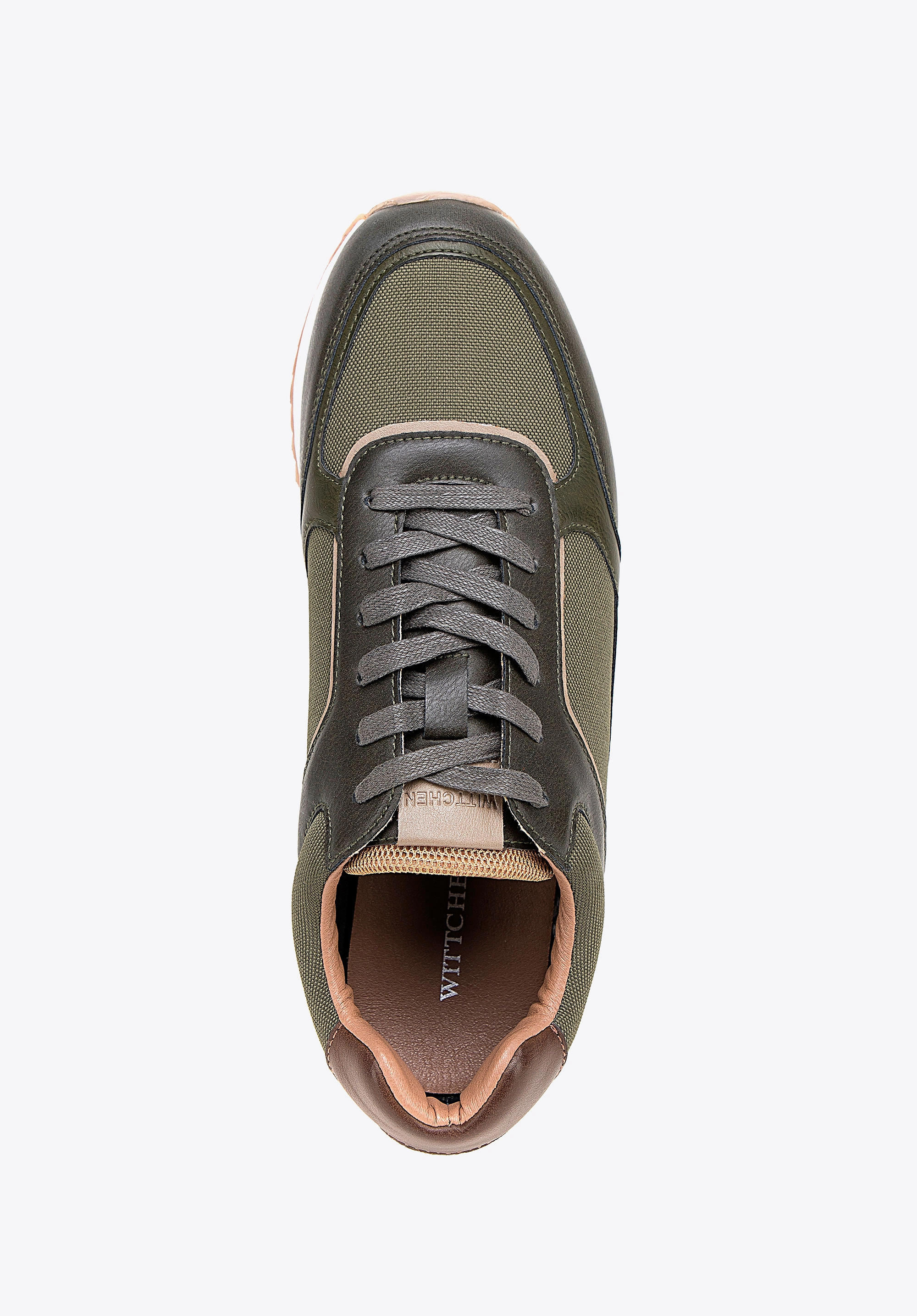 Męskie sneakersy ze skóry ekologicznej ze wstawkami zielone