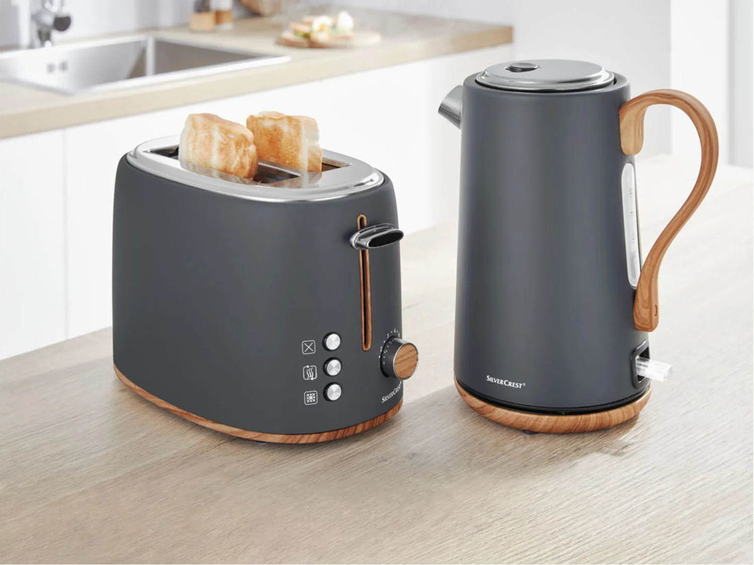 SILVERCREST® Küchenhelfer »STH 900« Toaster mit Elementen in Holzoptik